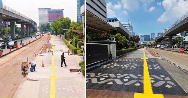 Penataan Jalan H.R. Rasuna Said Dikebut, Dinas Bina Marga Siapkan Akses Sementara Pejalan Kaki